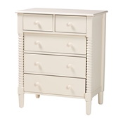 Baxton Studio Braith Farmhouse Ivory Spindle Wood 5-Drawer Chest